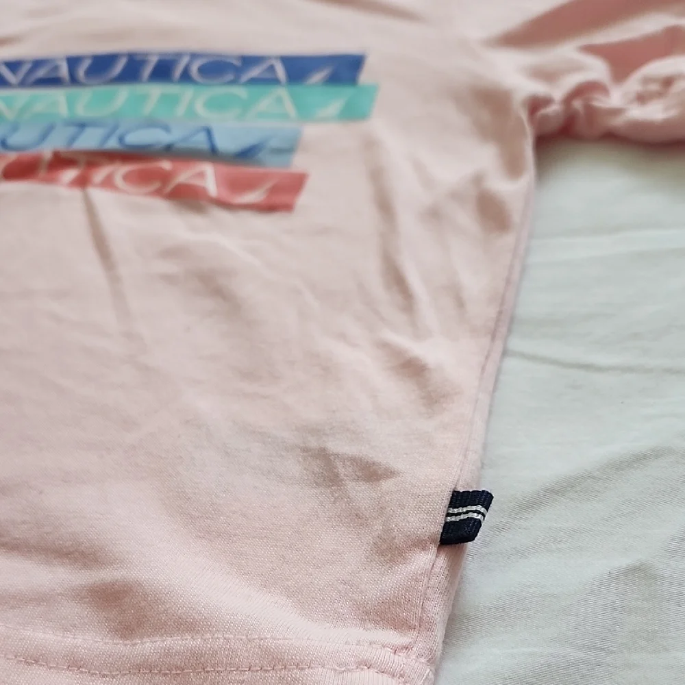 Nautica Boys 2-Piece Short Set Pink Multi-Logo Tee & Striped Shorts NWT